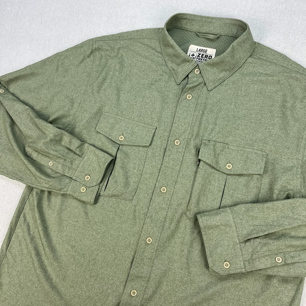 Zero Foxtrot F'in Soft Daily Shirt Mens L Sage Green Long Sleeve Vented NICE